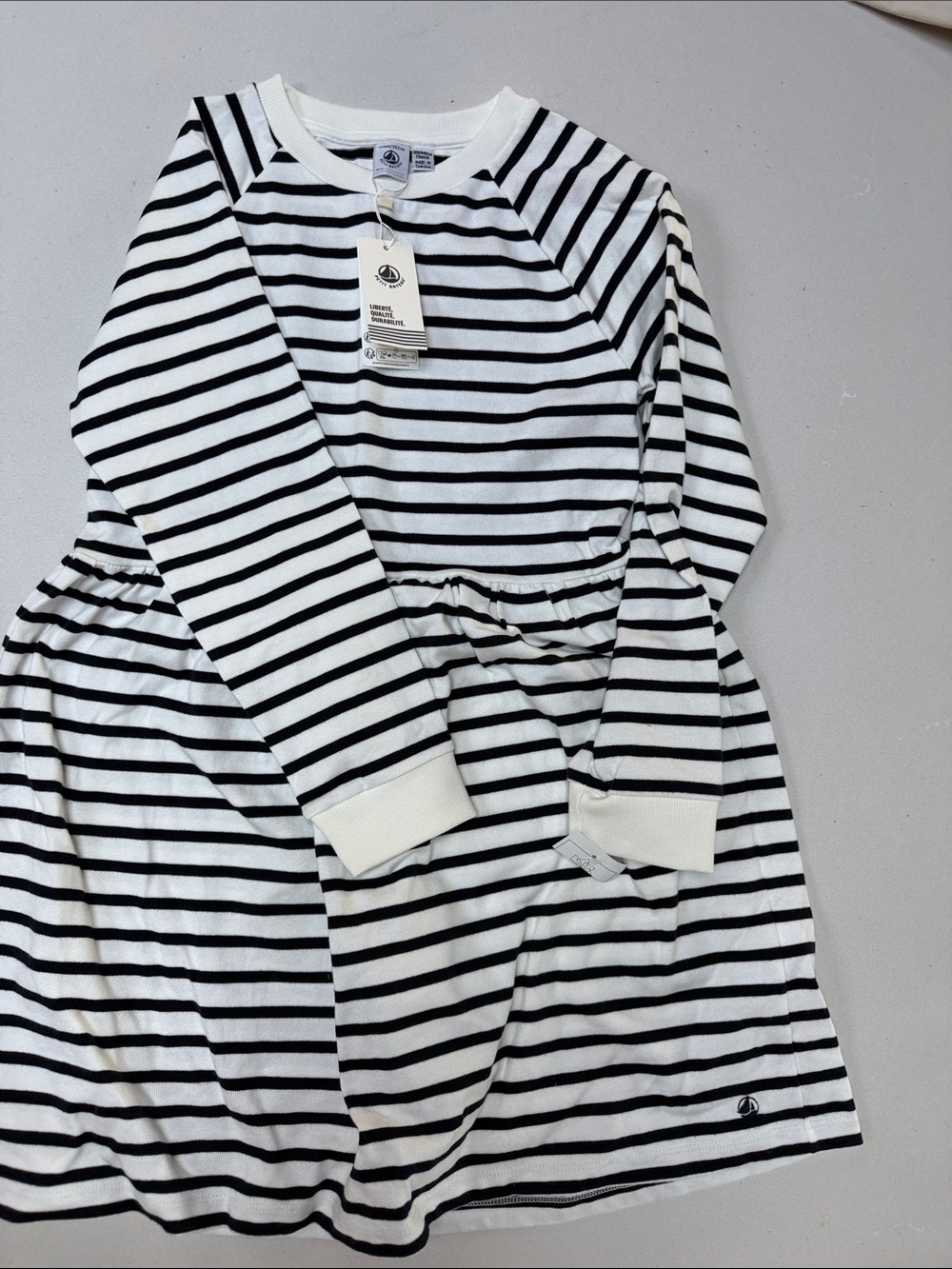 Petit Bateau- Striped navy & White Kids Dress - Classic Comfort 100% cotton
